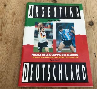1990 World Cup Final Programme Germany V Argentina Rare Vgc