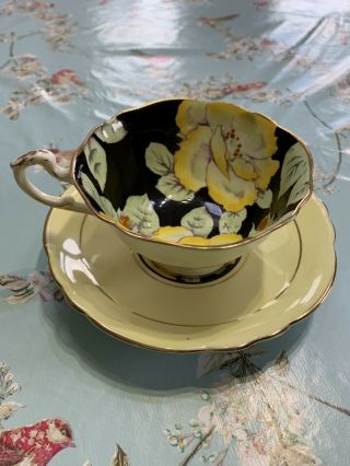 Rare Paragon Magnolia Hibiscus Double Warrant Tea Cup Saucer Spring Yellow G7658