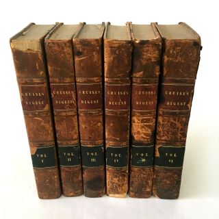 1824 3rd Ed Digest Of The Law Of England Six Volumes William Cruise Very Rare