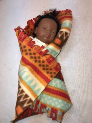 Vtg Rare 2006 Gerry Green A.  D.  G.  Native American Infant Baby Blanket Doll