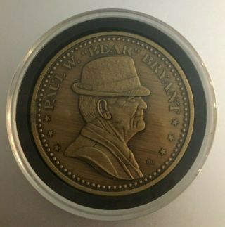 Paul " Bear " Bryant Bronze Rare 1981 Coin Medallion