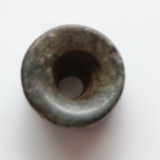 Rare_pre - Columbian_costa Rican Green Stone_rare Spool Flare Bead_11.  4 X 17.  3mm