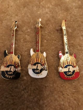 Hard Rock Cafe 1997 Set Of 3 Nagoya Grand Opening Guitar Pin Very Rare Le