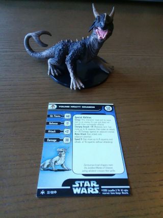 Star Wars Miniatures Young Krayt Dragon Bounty Hunters 52 W/card Very Rare