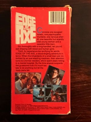 Edge Of The Axe VHS Rare Horror Gore Backwoods Slasher Forum Home Video 1988 VG 2