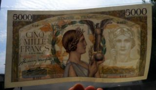 1942 FRANCE EXTRA large RARE Banknote 5000 francs XF 3