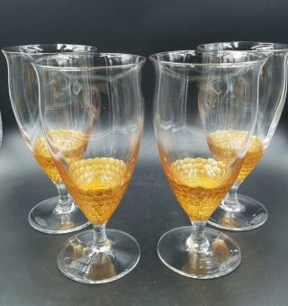 Rare Set Of 4 Lenox Precious Metals Crystal Gold All Purpose Glasses Hammered