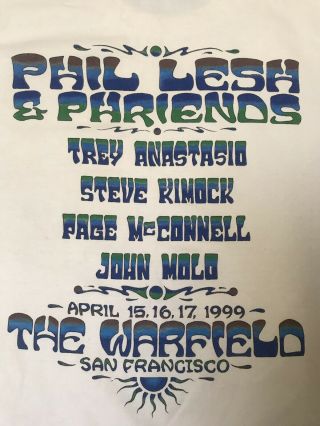 Phil Lesh and Friends VINTAGE men’s T - shirt XL Phish Warfield RARE Trey Kimock 2