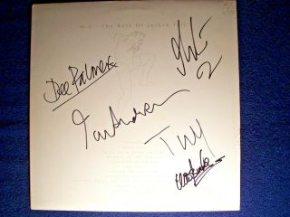 Jethro Tull Ian Anderson " M.  U.  - Best Of Tull " Autographed Album Cover By 4 Rare