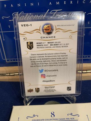 2018 - 19 Upper Deck Vegas Golden Knights Chance Mascot Card Rare 2