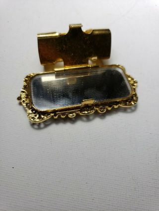 Rare Find Vintage Adjustable Mirror Ring Gold Tone With Green Stones Unique