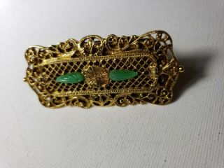 RARE FIND Vintage Adjustable Mirror Ring gold tone with green stones UNIQUE 2