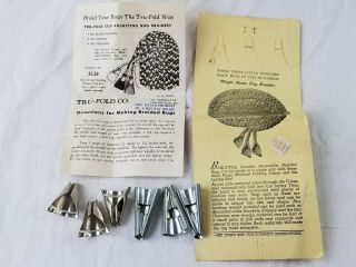 Vintage Tru - Fold Rug Braiding Set Cones Rug Lacer Tool Instructions Kit Rare
