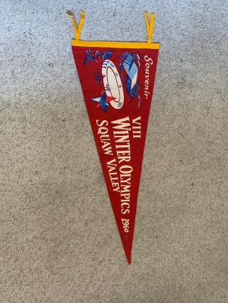 Very Rare Vintage 1960 Viii Winter Olympic Games Ca Squaw Valley Desk Flags