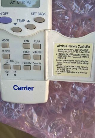 RARE Carrier RFL - 0601 Wireless Romte Controller OEM USA Ship 2