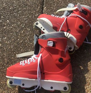 Men’s Red And White Razor Genesys Le Aggressive Inline Skates Rare Size 14