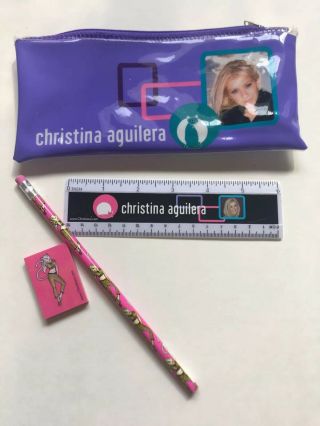 RARE Christina Aguilera 2000 School Supplies - Folders - Pencil Bag - Pencil - Spiral 4