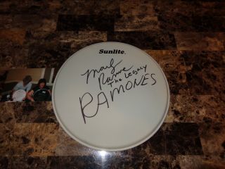 The Ramones Marky Ramone Rare Signed Drumhead Legacy Inscription Punk Rock Photo