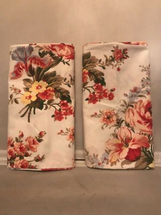 Rare Vintage Ralph Lauren White Floral Petticoat Pair Pillowcases 100 Cotton