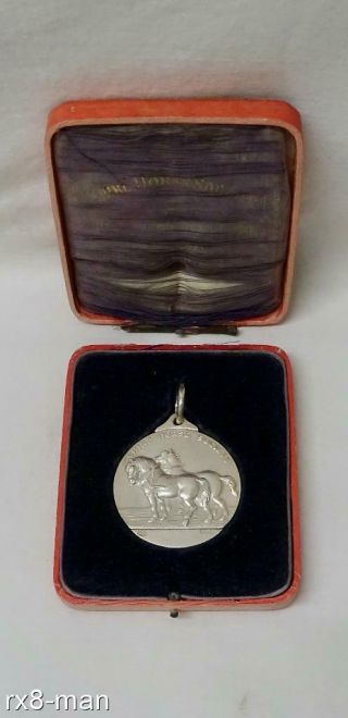 1921 Rare Shire Horse Society Solid Silver Medal Medallion Boxed 46.  6g