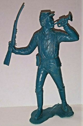 Vintage 1964 5 3/4 " Louis Marx Unhorsed Calvary Bugler W/rifle Light Blue Rare