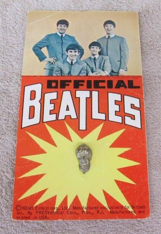 1964 Paul Mccartney Nems Official Beatles Tie Pin On Card Vintage Rare
