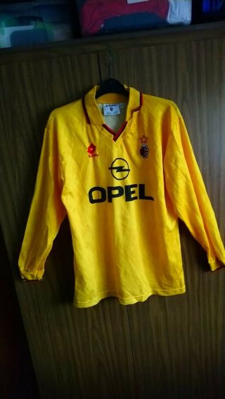 Rare Yellow Ac Milan 1995 Cup Win Shirt Medium Lotto