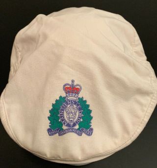 Vintage 1980’s Rcmp Royal Canadian Mounted Police White Paperboy Hat Cap Rare