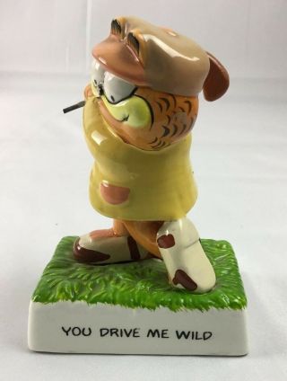 Garfield The Cat Enesco Vintage Porcelain 1978 Figurine Golf Drive Me Wild Rare
