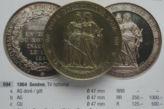 Switzerland Shooting Medal,  Geneva 1864,  Bronze,  Similar R - 594c,  Rare [0253]