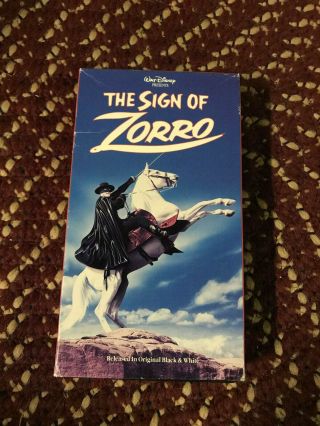 Walt Disneys The Sign Of Zorro Big Box Slip Rare Oop Vhs