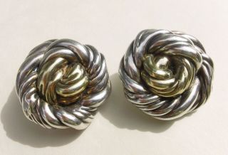 Rare Vtg Varsano Israel Torchon Sterling Silver Electroform Modernist Earrings