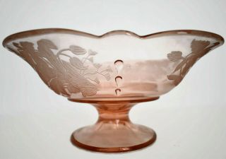 Paden City Pink Orchid Footed Crows Feet Bowl Stunning Rare