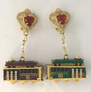 Rare Lunch At The Ritz San Francisco Trolley Car Earrings Hyde / Powell
