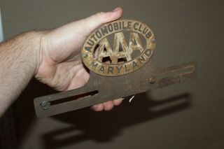 Rare 1930s Auto Club Aaa Maryland Metal Plate Topper Sign Gas Oil Travel Farm 66