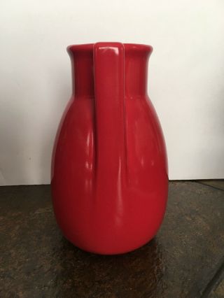 Teco Art Pottery Double Handled Buttressed Vase - Rare Red Glaze 2