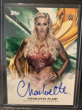 Charlotte Flair 2019 Wwe Topps Undisputed Green On Card Auto /50 Rare