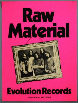 Raw Material - Mega Rare Vintage Evolution Records 1970 Promo Poster