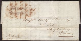 1840 Entire To Shaftesbury With Rare Italic 