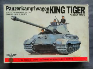 Vintage And Rare 1/48 Bandai German Ww2 King Tiger Heavy Tank Model Kit