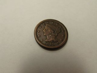 1849 Braided Hair Large Cent Penny Rare Low Mintage