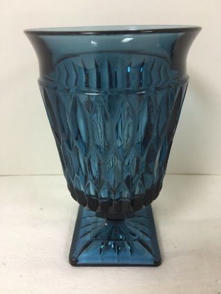 RARE Vintage Indiana Glass Blue Mt Vernon Covered,  Pedestal Lidded Candy Dish 4