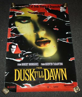 From Dusk Till Dawn (1996) Rare Poster Signed Juliette Lewis Tom Savini