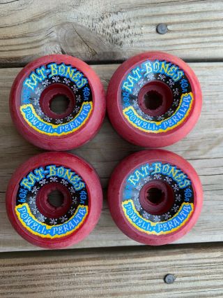 Nos Powell Peralta Rat Bones Red Skateboard Wheels 60mm 90a Duro Rare 80 