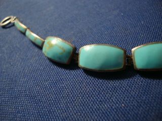 RARE ATI TURQUOISE STERLING SILVER OLD PAWN BIG CHUNKY BRACELET 2