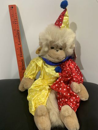 Vintage Russ Circus Mungo Monkey Plush Stuffed Animal Rare & Htf Clown 18 " Long