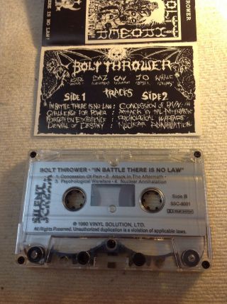 Bolt Thrower In Battle There Is No Law Cassette Rare Death Metal 1990 OG Press 5