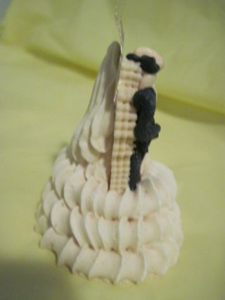 ANTIQUE BRIDE & GROOM CAKE TOPPER,  hard frosting,  1950 ' s rare collector piece 2