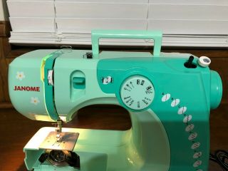RARE Janome Hello Kitty Sewing Machine Model 11706 Green With Foot Pedal 3