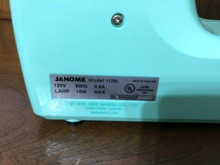 RARE Janome Hello Kitty Sewing Machine Model 11706 Green With Foot Pedal 6
